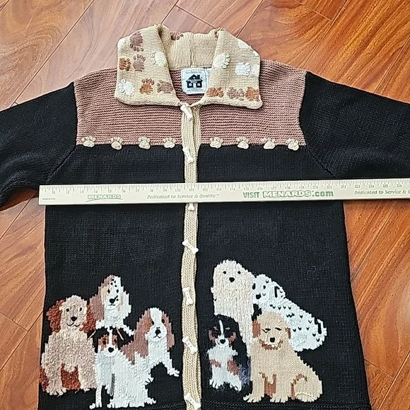Storybook Knits Vtg 90's Dog Cardigan Sweater with Pupoy Bone Buttons Sz L EUC - Picture 10 of 11